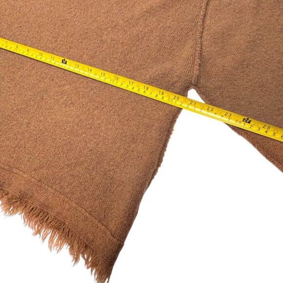 Free People Oversized Wool Sweater Sz.S Tan Camel Fringe Boho Minimalist Cozy - Picture 5 of 12